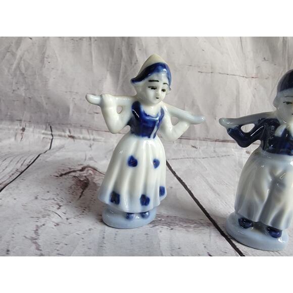 Vintage Dutch Boy Girl Figurines Blue & White Porcelain Set Occupied Japan - Picture 3 of 9